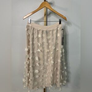 Alice Blue Cream Floral Midi Skirt